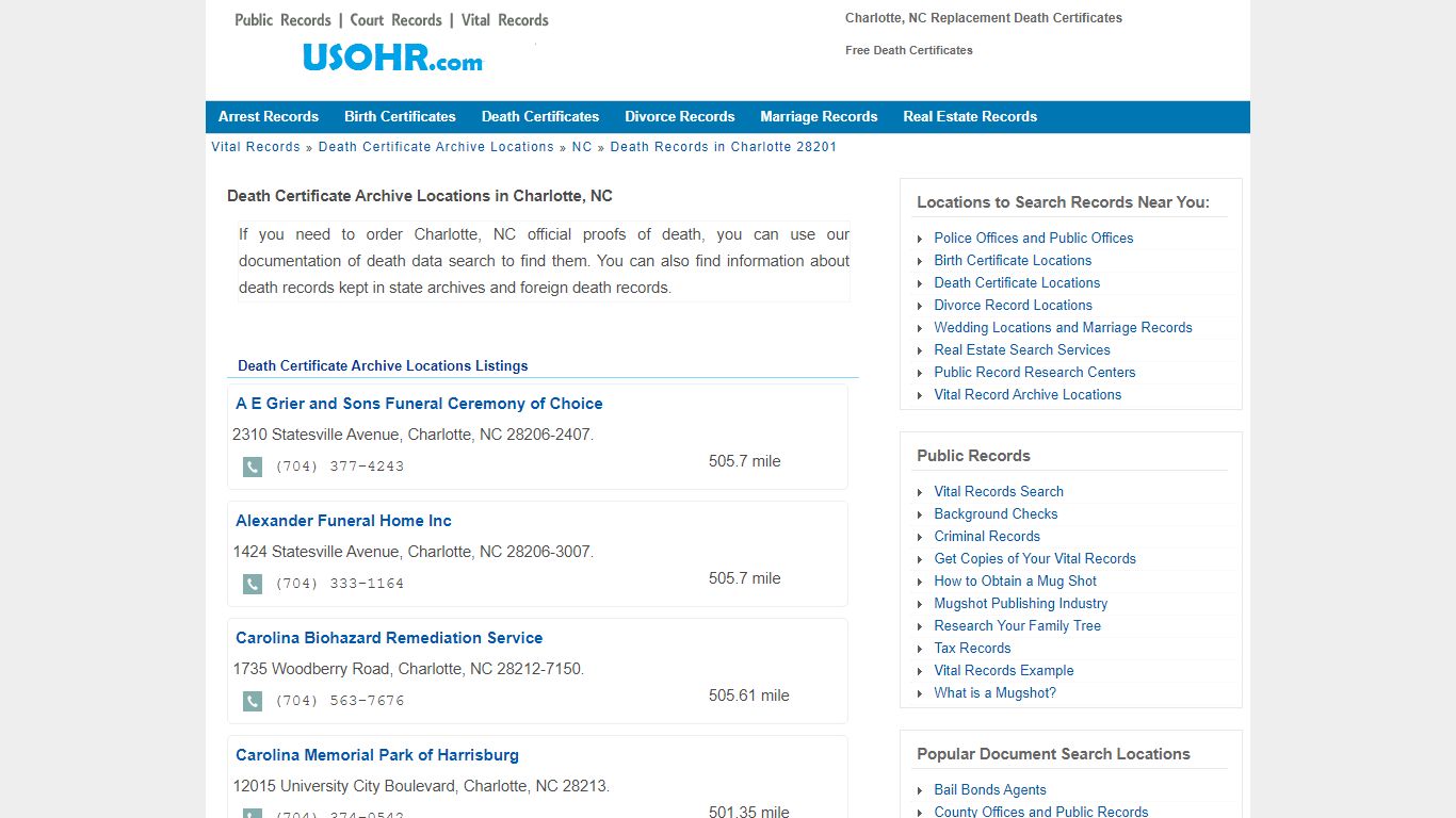 Charlotte, NC Replacement Death Certificates - Free Death Certificates